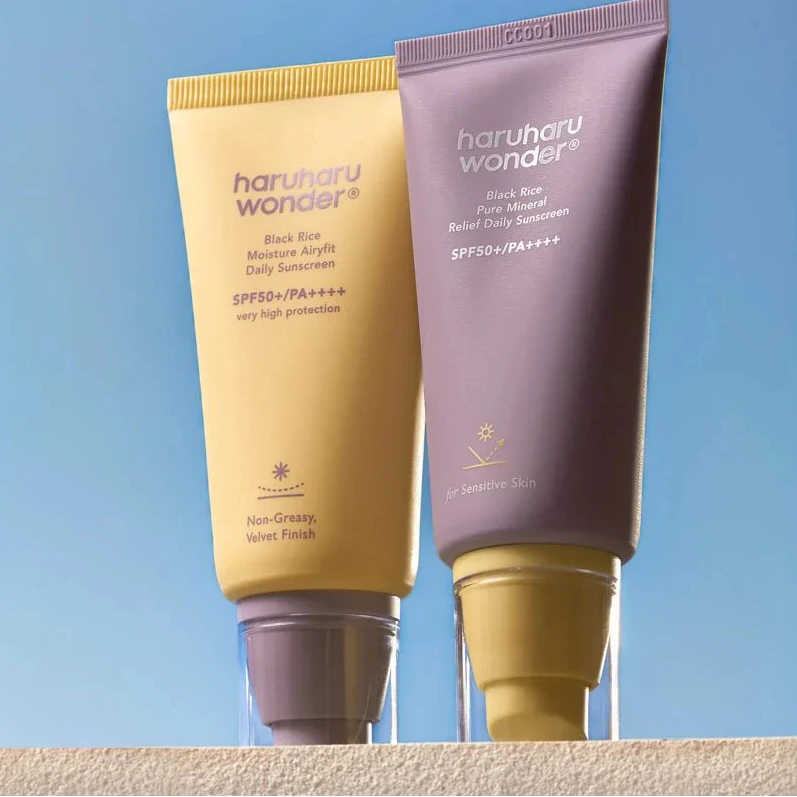 واقي شمس يومي من الأرز الأسود النقي والمعادن، عامل حماية من الشمس SPF50+ PA++++