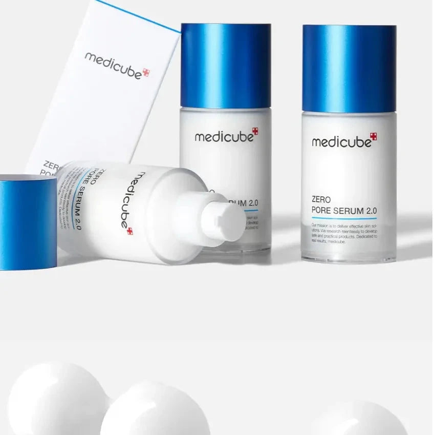 medicube Zero Pore Serum 2.0 full product range display pore care skincare set