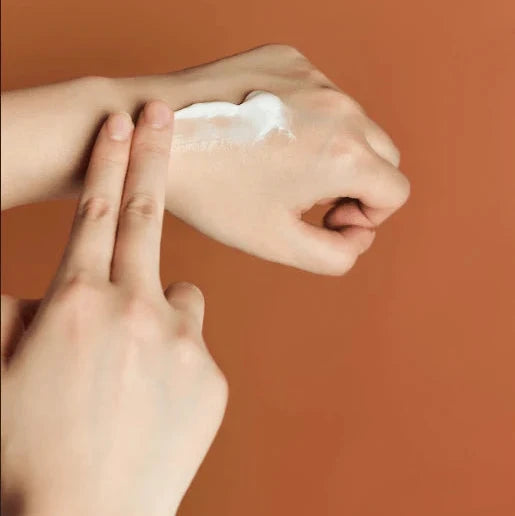 SKIN1004 Madagascar Centella Probio-Cica Enrich Cream applied on skin thick hydrating barrier cream texture
