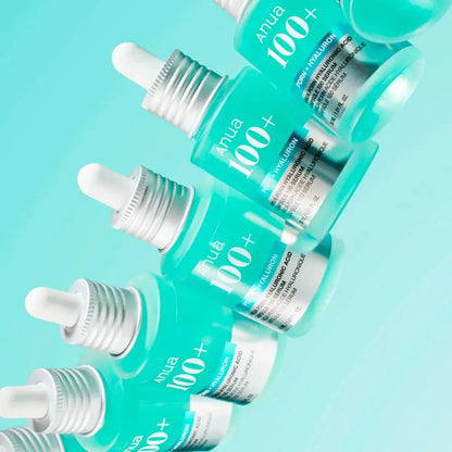 ANUA PDRN Hyaluronic Acid Capsule 100 Serum multiple bottles showcasing hydrating skincare routine