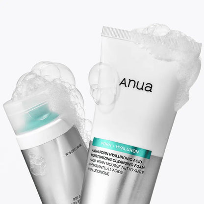 Anua cleanser tube with foam and water splash for hydrating cleanse