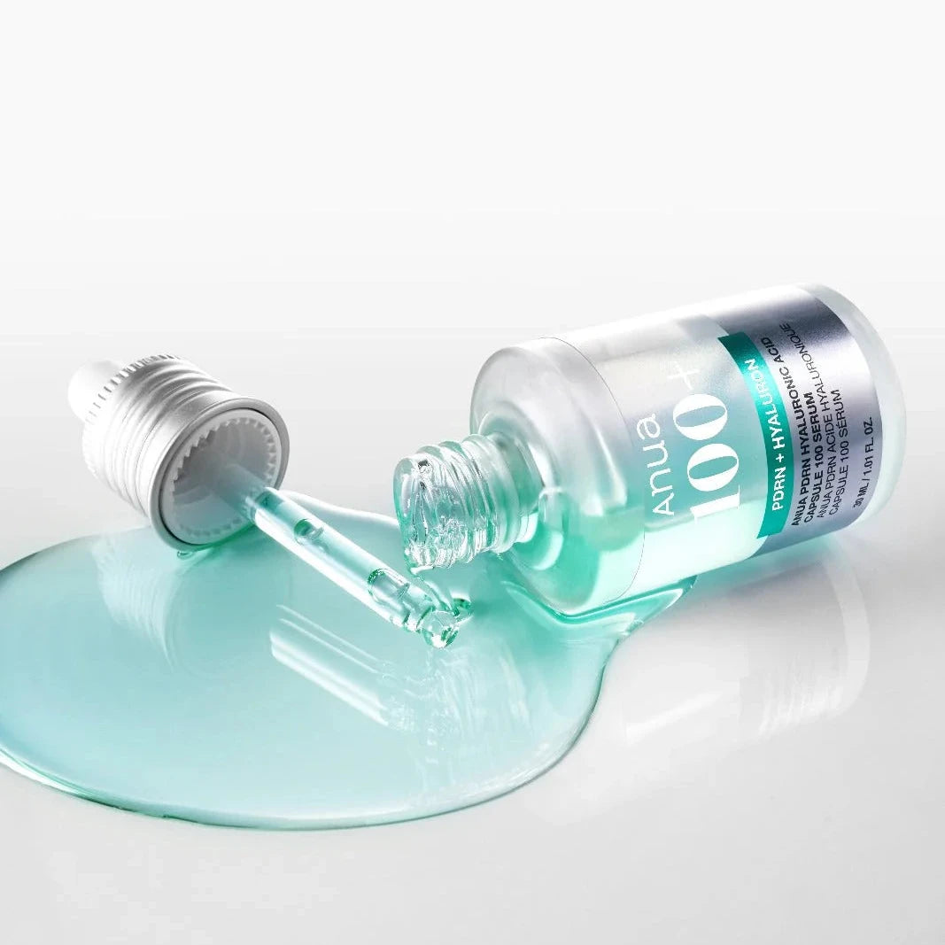 ANUA PDRN Hyaluronic Acid Capsule 100 Serum spilled texture showing lightweight gel consistency