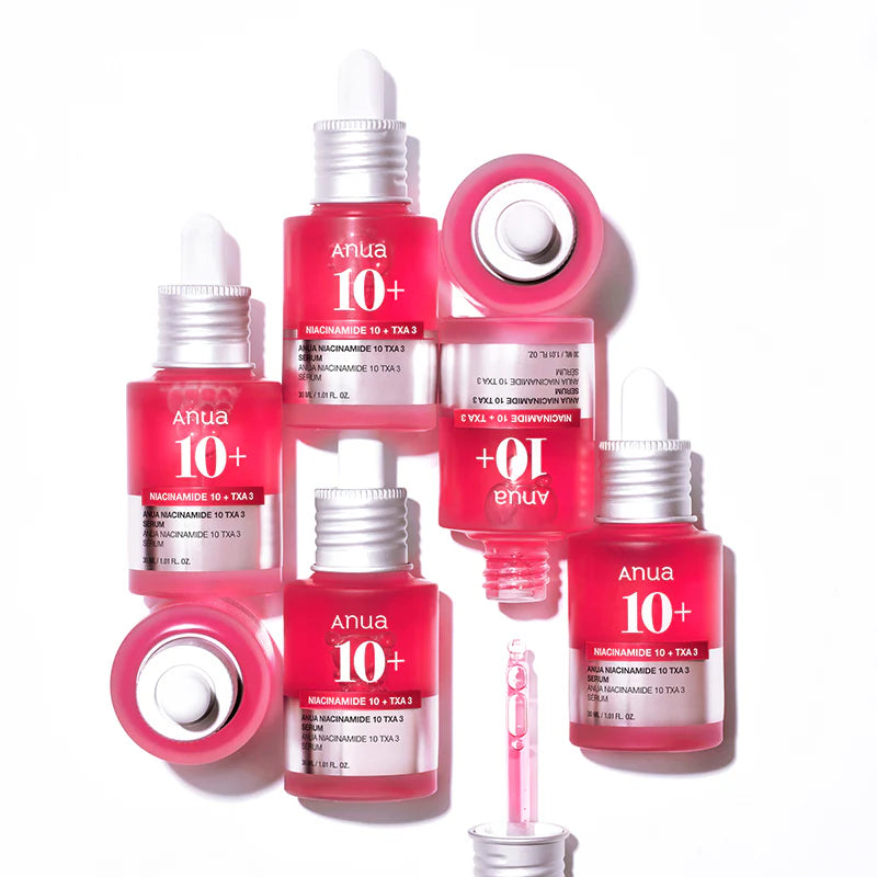 ANUA Niacinamide 10 TXA 4 Serum multiple bottles showcasing brightening skincare lineup