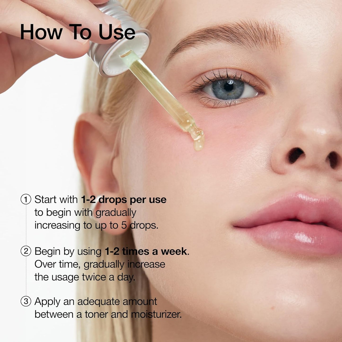Applying Anua Azelaic Acid 10 Hyaluron Redness Soothing Serum with dropper for calming and hydration care