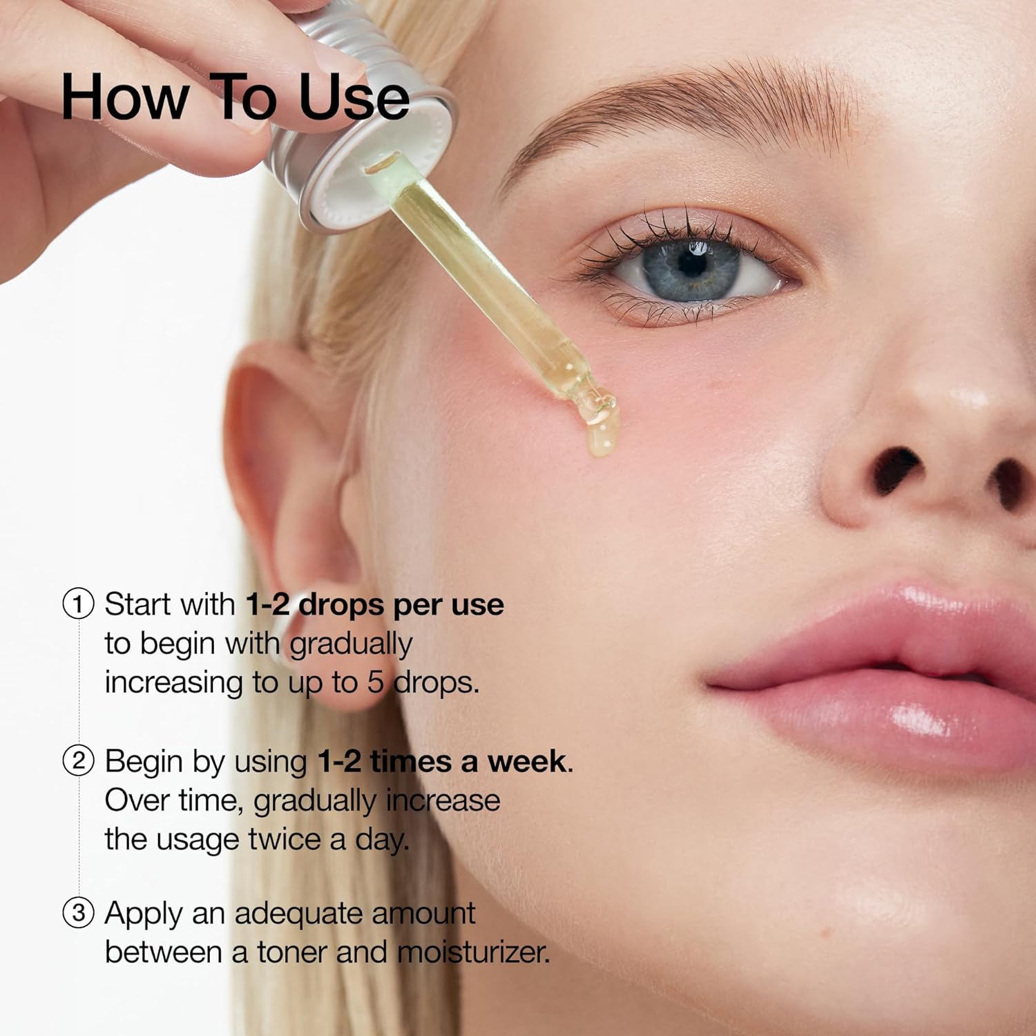 Applying Anua Azelaic Acid 10 Hyaluron Redness Soothing Serum with dropper for calming and hydration care