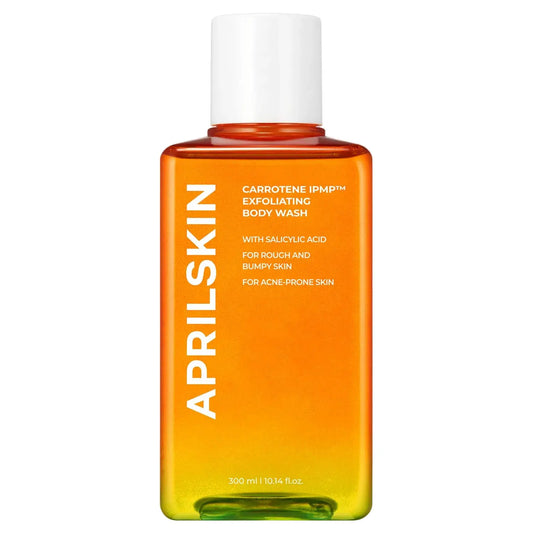 APRILSKIN Carrotene IPMP Exfoliating Body Wash bottle for acne prone skin and body exfoliation