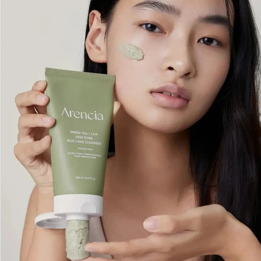 منظف ​​كعكة الأرز للشاي الأخضر وحمض LHA للمسام العميقة