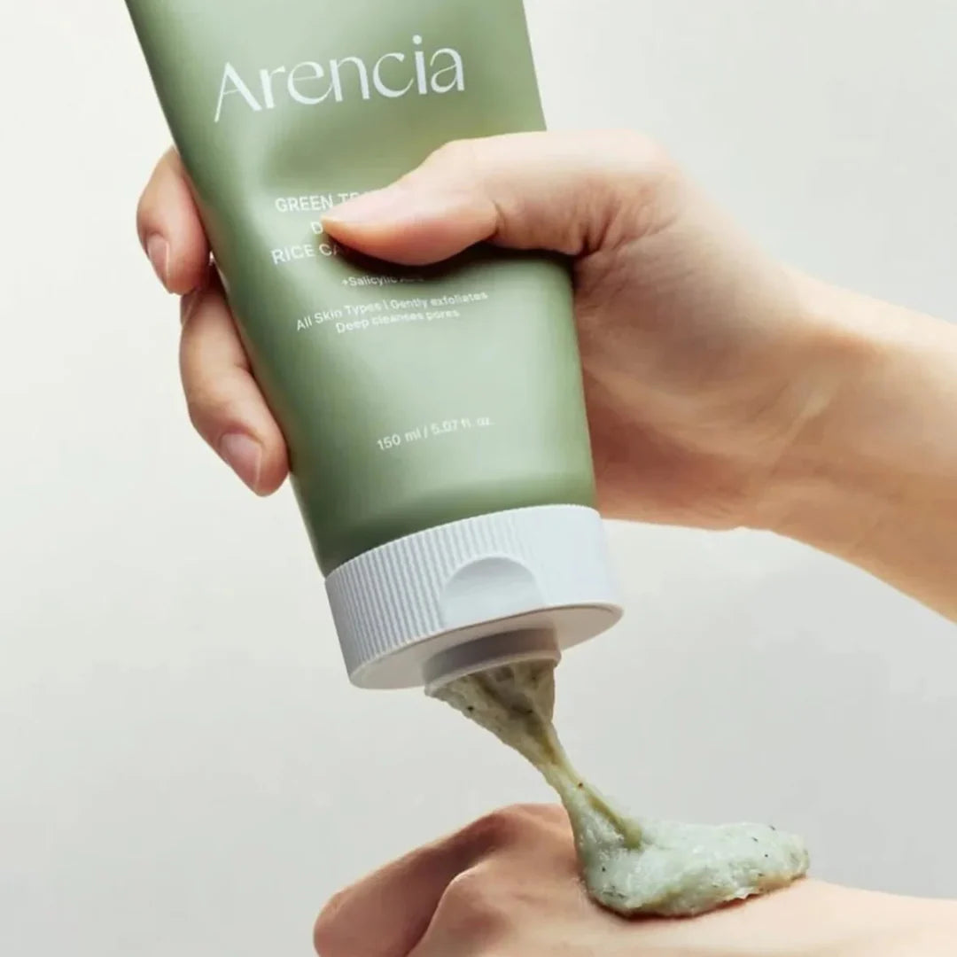 منظف ​​كعكة الأرز للشاي الأخضر وحمض LHA للمسام العميقة