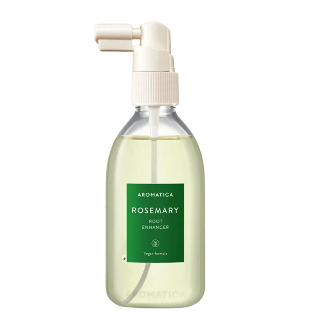 Bottle of Aromatica Rosemary Root Enhancer on a white background