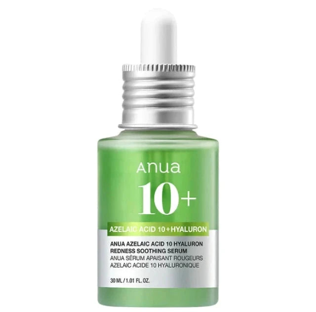 Anua Azelaic Acid 10 Hyaluron Redness Soothing Serum bottle front view for redness and acne-prone skin

