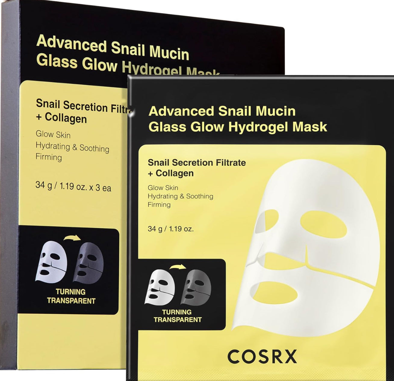 Advanced Snail Mucin Glass Glow Hydrogel Mask 3Pcs