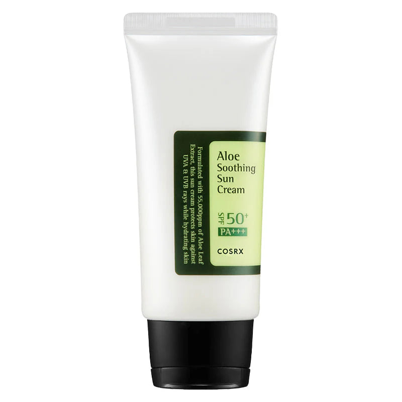 COSRX Aloe Soothing Sun Cream SPF50+ PA+++ Korean sunscreen tube for sensitive skin and daily UV protection in Saudi Arabia