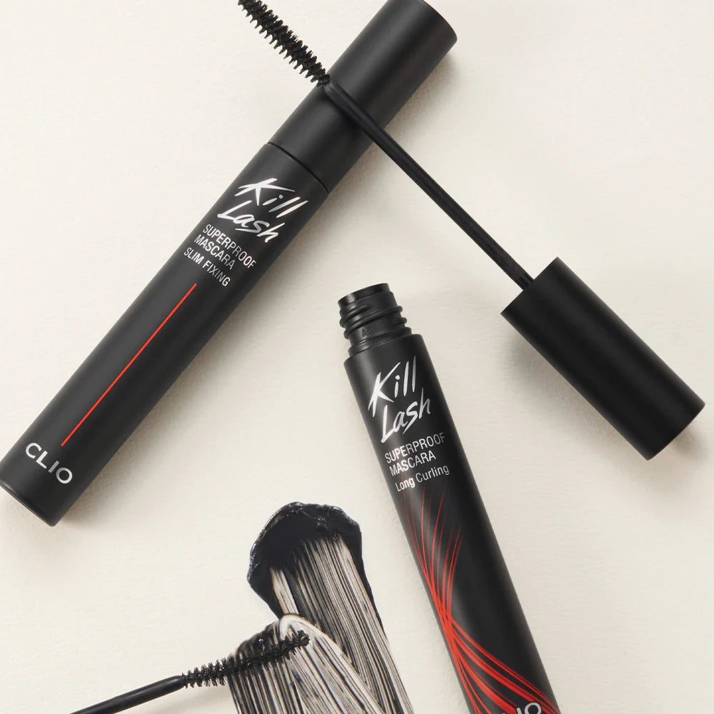 CLIO Kill Lash Superproof Mascara Long Curling black mascara tube with wand for long lasting curl
