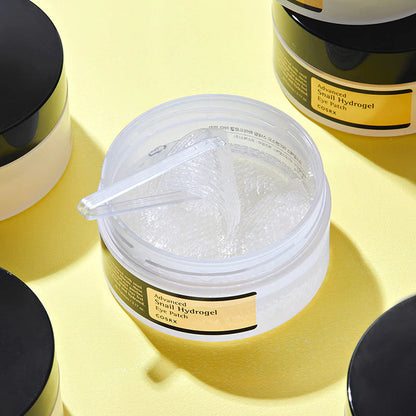 COSRX snail hydrogel eye patches with cooling gel texture for hydration and brightening