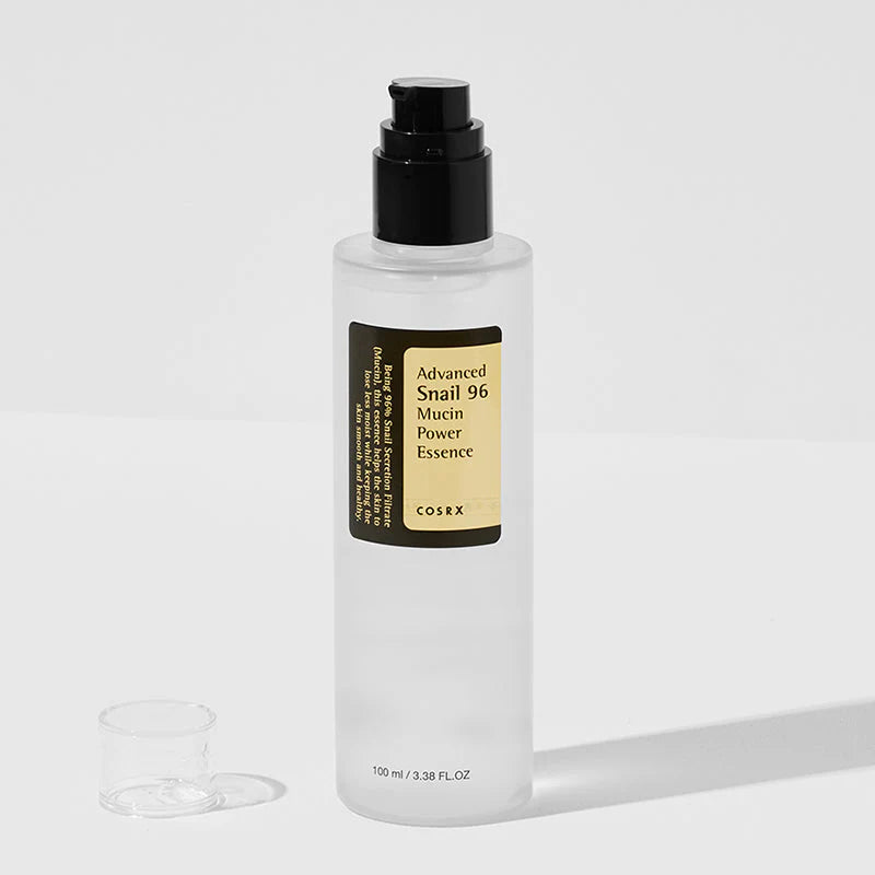 COSRX Advanced Snail 96 Mucin Power Essence Korean essence bottle for hydration, skin barrier repair, and glass skin glow in Saudi Arabia