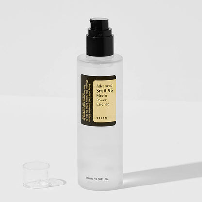 COSRX Advanced Snail 96 Mucin Power Essence Korean essence bottle for hydration, skin barrier repair, and glass skin glow in Saudi Arabia