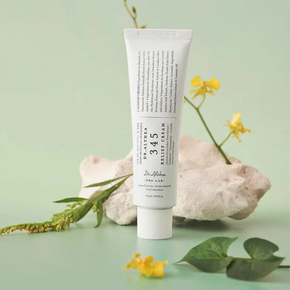 Dr. Althea 345 Relief Cream with botanical ingredients and calming skincare aesthetic for hydrated sensitive skin