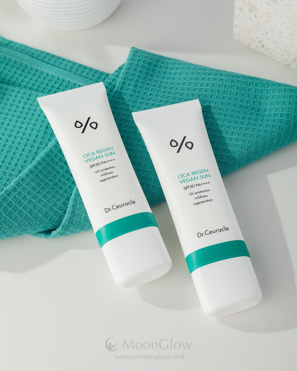 Dr. Ceuracle sunscreen duo product display for daily skincare routine