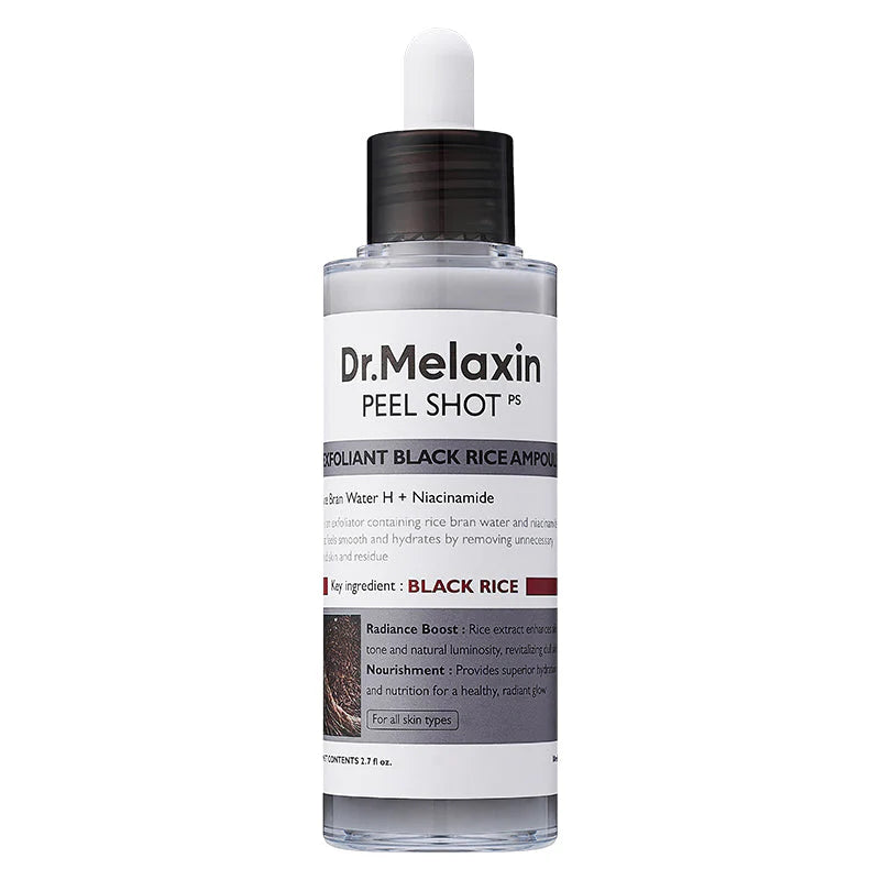 Dr. Melaxin Peel Shot Exfoliating Black Rice Ampoule for gentle exfoliation and smoother skin