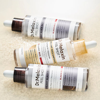 Dr. Melaxin Black Rice ampoule duo for exfoliation and skin renewal