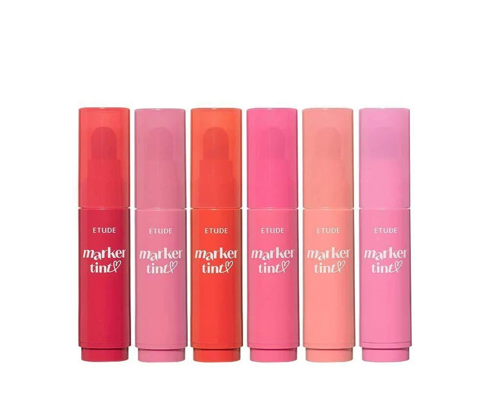 Etude Dear Darling Marker Tint lip tint set front view with multiple shades