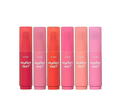 Etude Dear Darling Marker Tint lip tint set front view with multiple shades