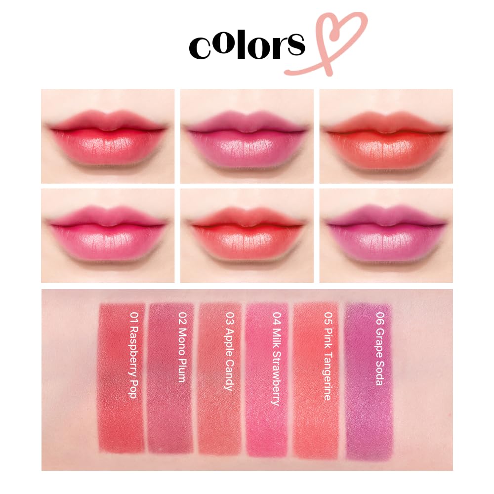Etude lip tint color chart with multiple shades