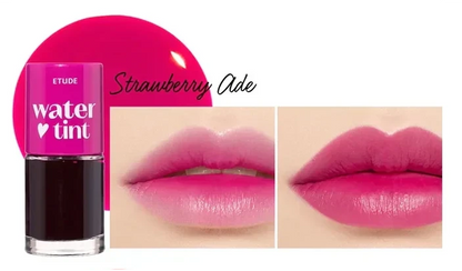 Etude lip tint shade Strawberry Ade close-up on lips
