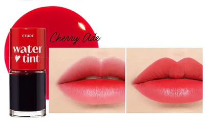 Etude water tint shade Cherry Ade close-up for fresh lip color