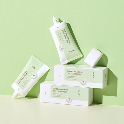 Iunik Centella Calming Daily Sunscreen SPF50+ PA++++ range - Korean sunscreen for sensitive and redness-prone skin KSA