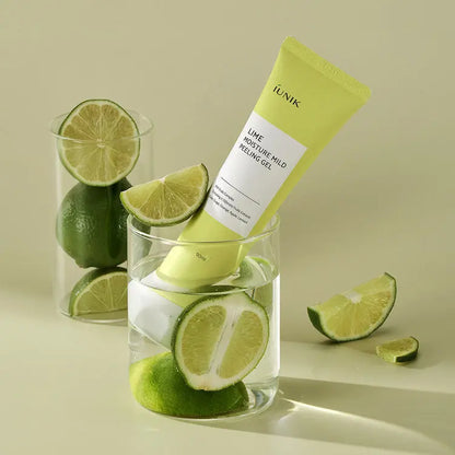 iUNIK Lime Moisture Mild Peeling Gel product styling with citrus elements for refreshing skincare