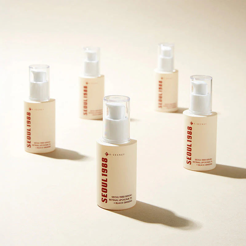 K-Secret Seoul 1988 Serum stylized display - firming Korean retinal serum for fine lines and dull skin