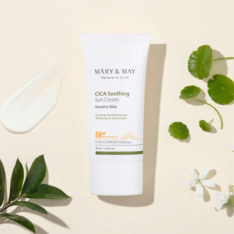 Mary & May cica sunscreen soothing sun cream for sensitive skin daily SPF protection