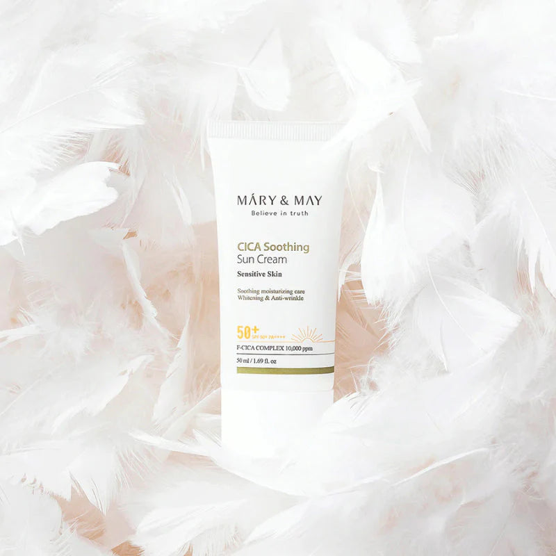 Mary & May sunscreen gentle sun cream calming skincare SPF50+ Korean beauty