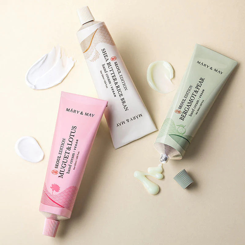Mary&May hand cream trio set with three scented tubes