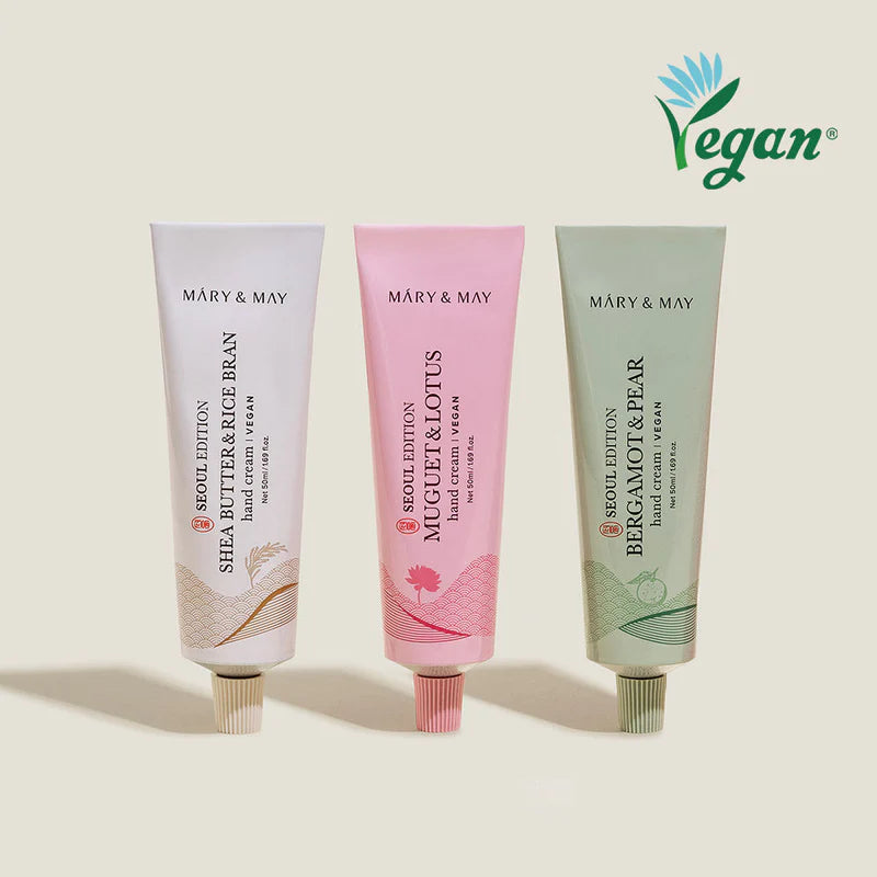 Mary&May vegan hand cream set Seoul Edition product display