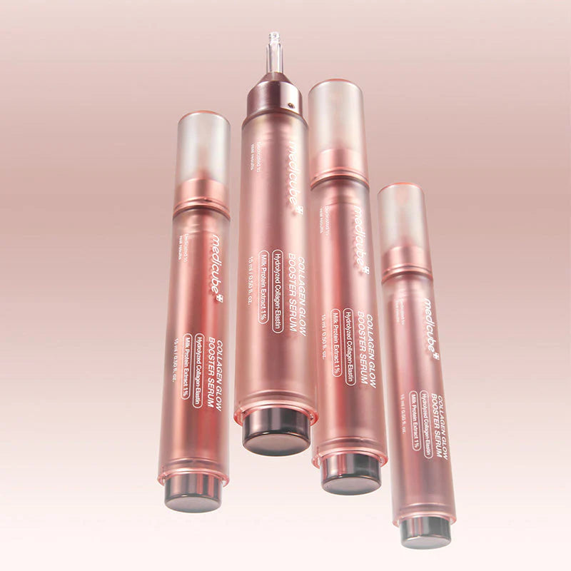 medicube Collagen Glow Booster Serum multiple pens display Korean anti-aging skincare lineup