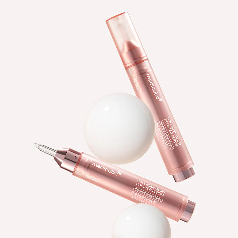 medicube Collagen Glow Booster Serum pen with dropper tip radiant skin serum product display