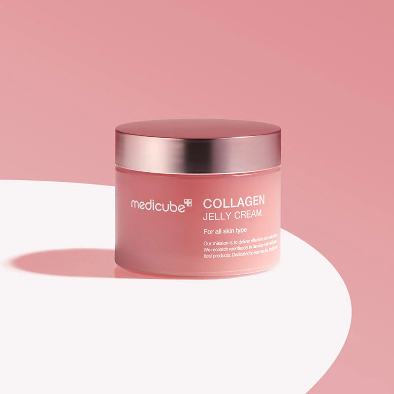 medicube Collagen Jelly Cream jar minimal pink aesthetic firming collagen moisturizer product