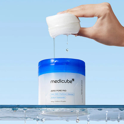 medicube Zero Pore Pad 2.0 pad lifted from jar hydrating exfoliating toner pad