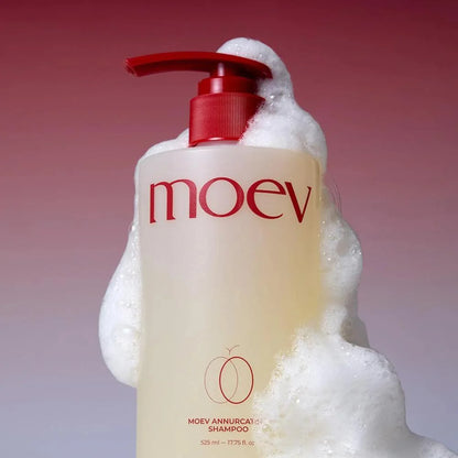 moev Annurcatin Shampoo Jumbo bottle with foam texture highlighting gentle cleansing formula