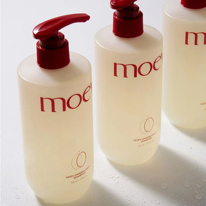 moev Annurcatin Shampoo Jumbo trio bottles in minimalist beige packaging for daily scalp care routine