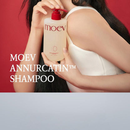 moev Annurcatin Shampoo Jumbo lifestyle image showing smooth healthy hair results