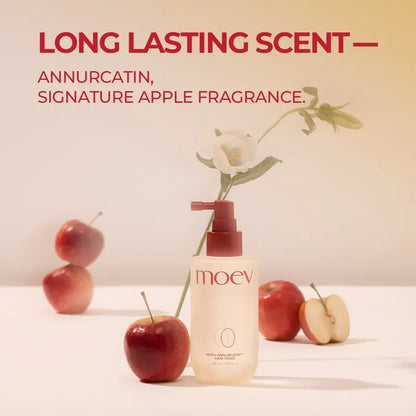 Moev hair tonic with apple fragrance concept for long-lasting fresh scent