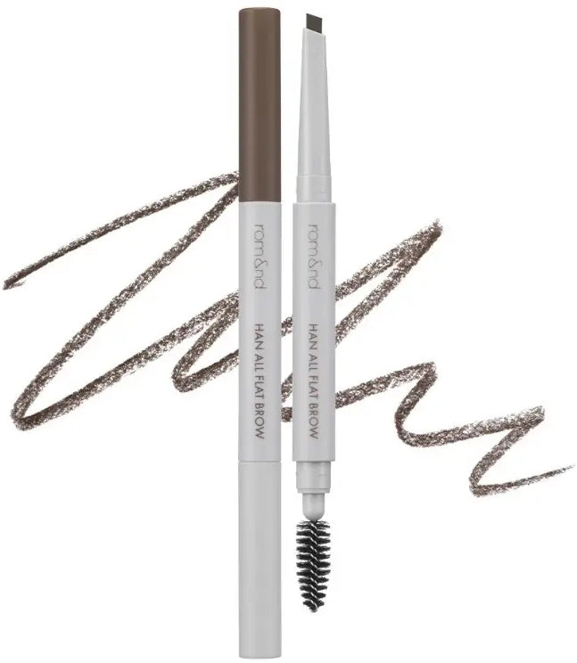rom&nd Han All Flat Brow C3 Modern Beige pencil with light brown swatch strokes