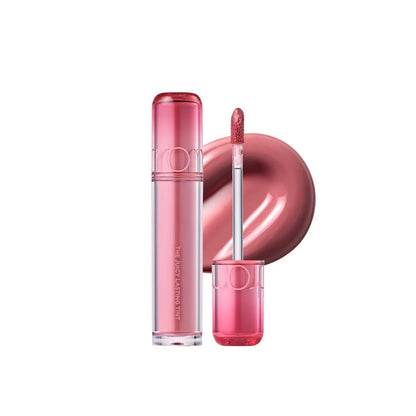 rom&nd Juicy Lasting Tint 03 Bare Grape with soft pink swatch and applicator