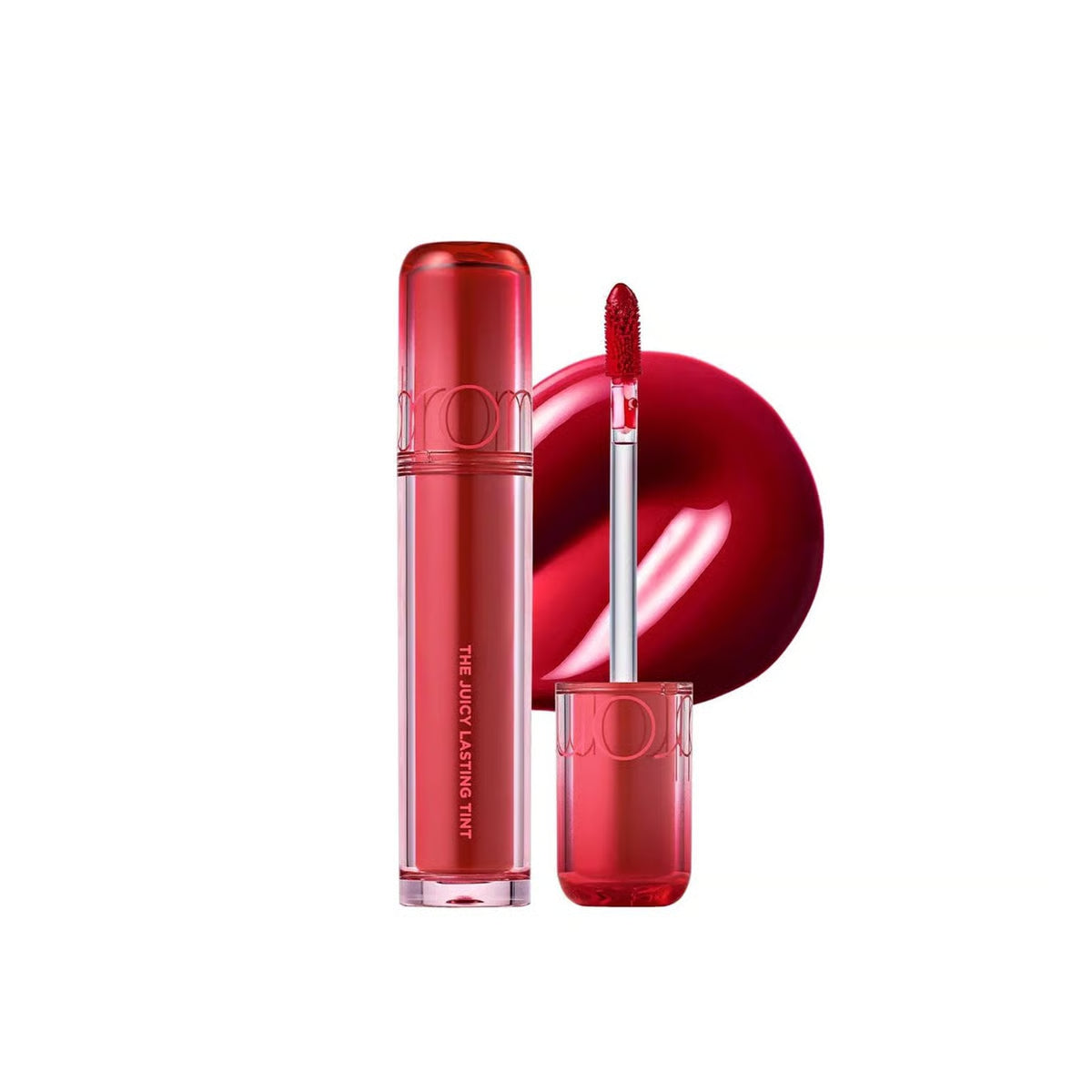 rom&nd Juicy Lasting Tint 07 Cherry Bomb with bold red color payoff