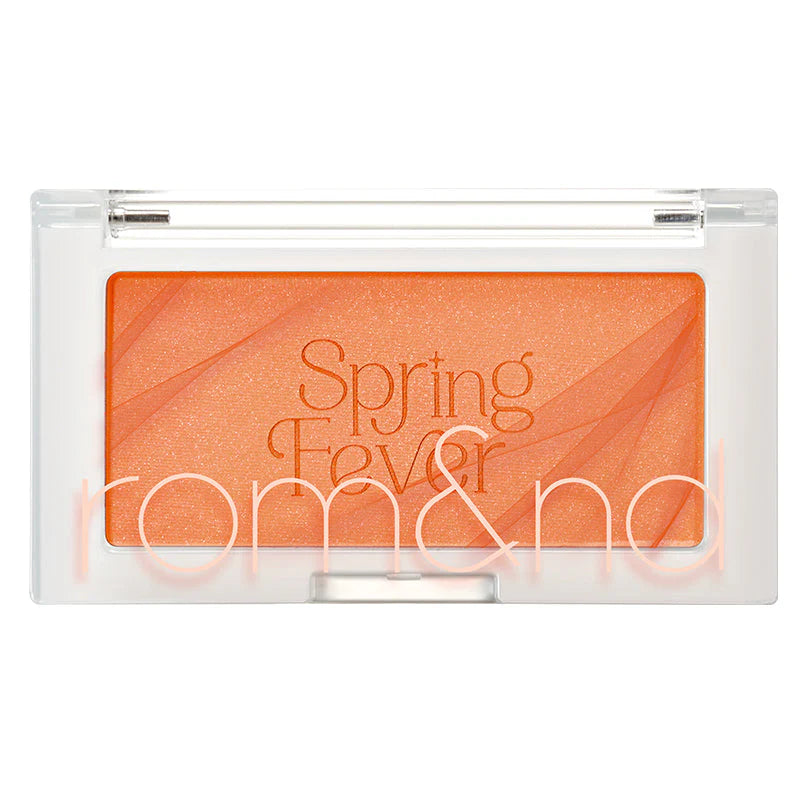 rom&nd Spring Fever Edition blush in coral shade compact on clean background