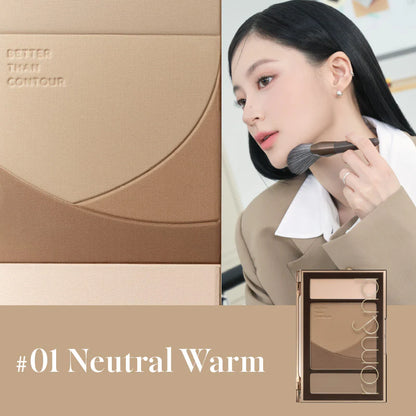 rom&nd contour palette with swatch strokes showing warm brown tones