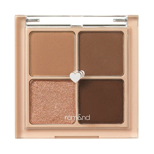 rom&nd Better Than Eyes Dry Ragras quad eyeshadow palette with neutral beige and brown tones